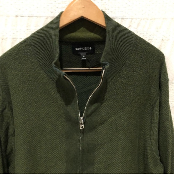 Bonobos chevron zip up sweater, green, NWOT - Picture 6 of 7